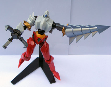 Revoltech’s Getter 2 from Shin! Getter Robot mounted on stand
