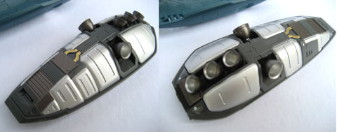 Yamato 1/60 Super and Strike Parts for VF-1 from Macross Do You Remember Love Close up of Leg vernier Thrusters