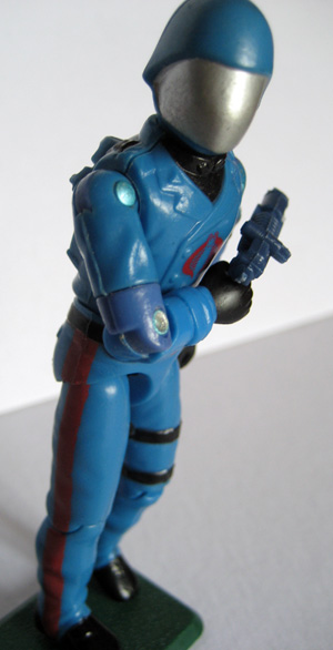 Hasbro Cobra Commander Figure from GI Joe Real American Hero back shot with flare gun attached action pose