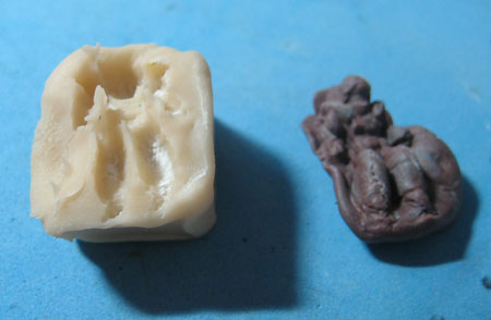 How to make miniature figures using polymer clay mold : with clay imprinted on the mold