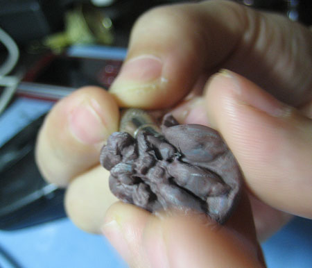How to make miniature figures using polymer clay mold : using x-acto knife to slice off the excess clay