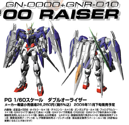 Bandai Perfect Grade 00 Raiser GN-0000 + GNR-010
