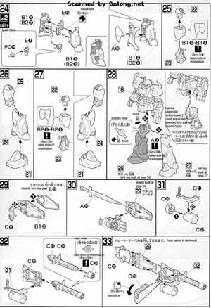 Bandai 1/144 HGUC MS-07B-C Gouf Custom English Color and Manual Guide