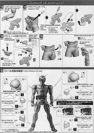 1/8 MG Figurerise Kamen Rider W Luna Trigger English Translation Color Guide & Manual