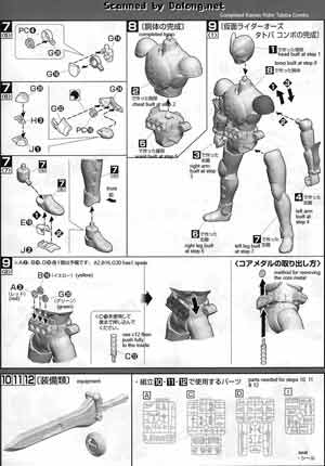 1/8 MG Figurerise Kamen Rider Tatoba Combo Color Guide & Manual
