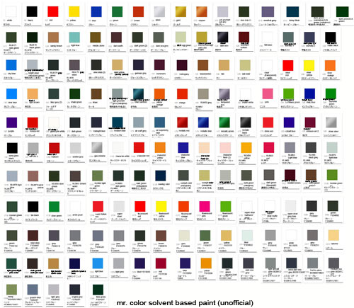 Mr Color Paints Chart Mech9 Com Anime And Mecha Review Site Reviews Model Kits Collectibles Toyore - Mr Color Paint