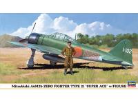 Hasegawa 1/48 Mitsubishi A6M2b ZERO FIGHTER TYPE 21 'SUPER ACE' w/FIGURE (09904) English Color Guide  Paint Conversion Chart