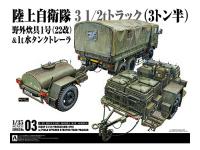 Aoshima 1/35 3 1/2t TRUCK (SKW-476) w/Outdoor Cooking Equipment No. 1 (22 modified) and 1t Water Tank Trailer (4905083058916) Color Guide and Paint Conversion Chart