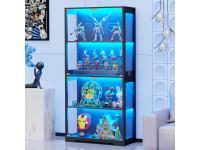 Display Cabinet with Glass Doors, 4-Tier Curio