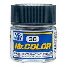 Mr. Hobby - GSI Creos (formerly GUNZE Sangyo) Mr. Color RLM74 Gray Green (C36) scale model paint