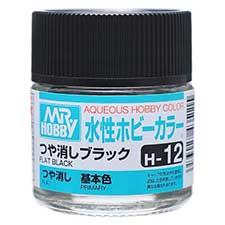 Mr. Hobby - GSI Creos (formerly GUNZE Sangyo) Aqueous Hobby Color Flat Black (H12) scale model paint