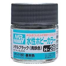 Mr. Hobby - GSI Creos (formerly GUNZE Sangyo) Aqueous Hobby Color Metal Black (H28) scale model paint