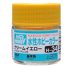 Mr. Hobby - GSI Creos (formerly GUNZE Sangyo) Aqueous Hobby Color Cream Yellow (H34) scale model paint