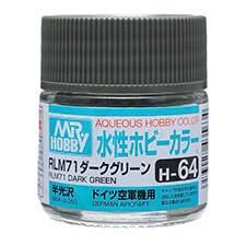 Mr. Hobby - GSI Creos (formerly GUNZE Sangyo) Aqueous Hobby Color RLM71 Dark Green (H64) scale model paint