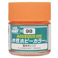 Mr. Hobby - GSI Creos (formerly GUNZE Sangyo) Aqueous Hobby Color Fluorescent Orange (H98) scale model paint